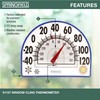 Springfield Static Cling Indoor Outdoor Thermometer, Temperature Gauge for Patio,