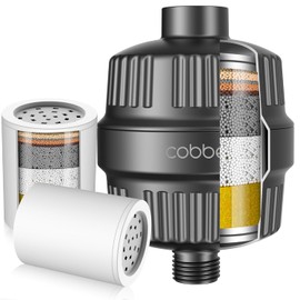 Cobbe 20 Stage Shower Head Filter with KDF-55 for Hard Water, High Output Water Filter with 2 Replaceable Cartridges - Removing Chlorine and Harmful Substance, Matte Black