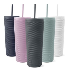 Simple Modern Plastic Matte Studded Tumbler with Lid and Straw | Reusable BPA...