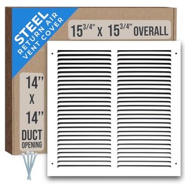 Fits 14x14 Duct Opening | Steel Return Air Grille by Handua | Vent Cover Grill for Sidewall and Ceiling | White | HVAC Cold Air Intake Grille | Outer Dimensions: 15.75"W X 15.75"H
