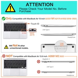 MOSISO Funda Dura Compatible con MacBook Air 13 2022 2021 2020 2019 2018 A2337 M1 A2179 A1932 Retina,Plástico Carcasa Rígida&Bolso&Piel de Teclado&Cubierta Webcam&Protector Pantalla, Gris Lavanda
