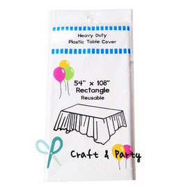 Evershine (12-Pack) Heavy Duty Plastic Table Covers Tablecloth (Reusable) (Rectangle 54" X 108", White)