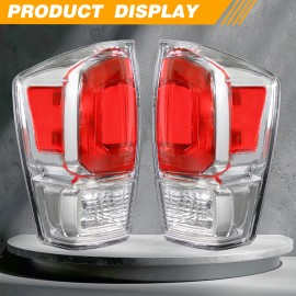 Mayello Chrome Clear Pair Tail Lights For 2016-2023 Toyota Tacoma Brake Rear Lamps LH RH