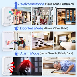 KCMYTONER Wireless Motion Sensor Door Chime,Doorway Motion Sensor Alarm,Door Chime for Business when Entering,Wireless Door Chime,Doorbells with 32 Different Melodies for Business(3Receivers+1Sensor)