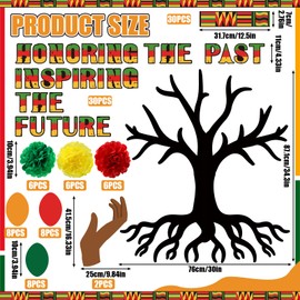 Eersida Black History Month Bulletin Board Decorations for Classroom Black History Bulletin Board Set with Red Green Yellow Tissue Flower Balls for African American Celebration Party Supply