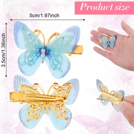 Butterfly Hair Clips for Teens Women, Mabor 18Pcs Rhinestone Y2K Glitter Hair Jaw Clips Cute Colorful Headwear Accessories for Wedding, Cosplay and Back to School