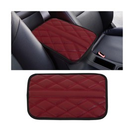 KHGUZ Car Center Console Cushion Pad, Leather Waterproof Vehicle Armrest Seat Box Cover, Comfortable Automotive Interior Arm Rest Protector Accessories, Universal for SUV, Sedan, Truck (Wine Red)