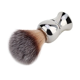 CSB Shaving Brush - Synthetic Brush Knot, Nylon Wet Shave Brush, Bright Sliver Plastic Handle - Shaving Brushes for Men