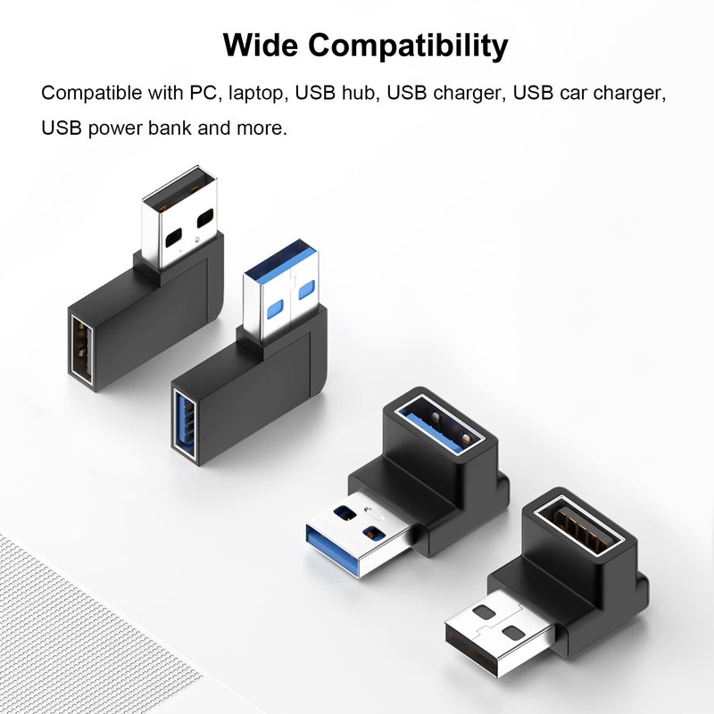 Jadebones 90 Degree USB 3.0 Adapter (4 Pack), Vertical Up