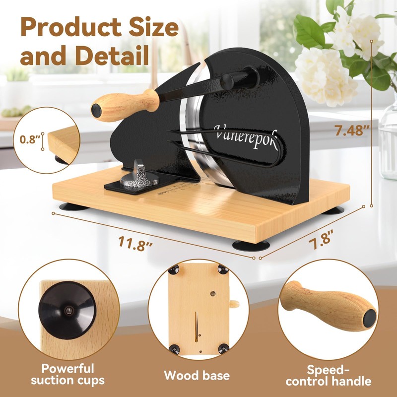 vanerepok Manual Bread Slicer for Homemade Sourdough Adjustable Thickness