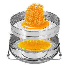 ZffXH Stainless Steel Honey Strainer Double Sieve Beekeeping Equipment Mesh Filter for Beekeepers Honey Extraction