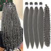 Grey Boho Braiding Hair Pre stretched Curly Braiding Hair Extensions