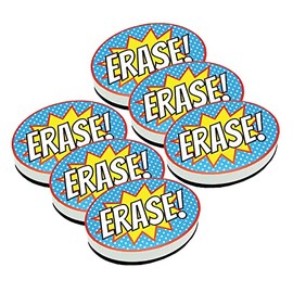 Ashley Productions Magnetic Whiteboard Eraser, Superhero Erase!, Pack of 6