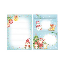 Writing Paper Set Christmas Motif Gnome Blocks Envelopes Children's Motif for Boys Girls Christmas Writing Paper (A5 Pad with 25 Sheets + 15 Envelopes)