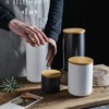 Modern Design Food Storage Container with Airtight Wooden Lid, Ceramic