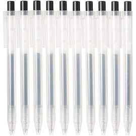 Muji 82902273 Gel Ink Ballpoint Pen, Smooth Drawing, Black, 0.02273 Lead Diameter 0.022 inch (0.5 mm), Retractable Type, Set of 10