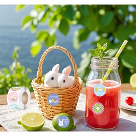 1000Pcs Easter Shaped Animal Stickers in 2 Rolls for Kids Labels Waterproof Vinyl Decals Happy Easter Holiday Decoration for Holiday Decals Party Supplies Reward Gifts