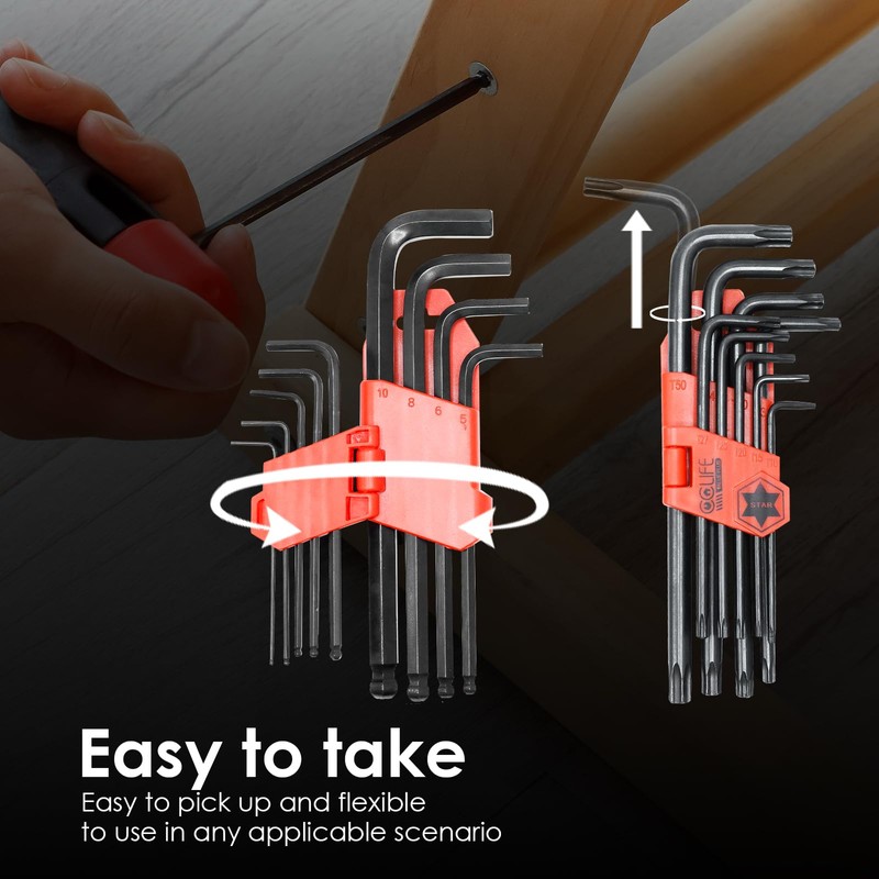 CCLIFE 19-Piece Torx Allen Key Set with Handle Allen Key