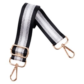 5Chaos Punk Glitter Sparkly Purse Strap for Crossbody Shoulder Handbag, Silver Sparkle Metallic Nylon Adjustable Strap for Women Bag Replacement