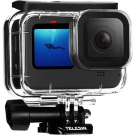TELESIN 60 m Waterproof Housing Case for GoPro Hero 12 Hero 11 Hero 10 Hero 9 Black, 60 M/200 FT Protective Underwater with Bracket and Mounting Screws for Go Pro Hero 11/10/9 Black