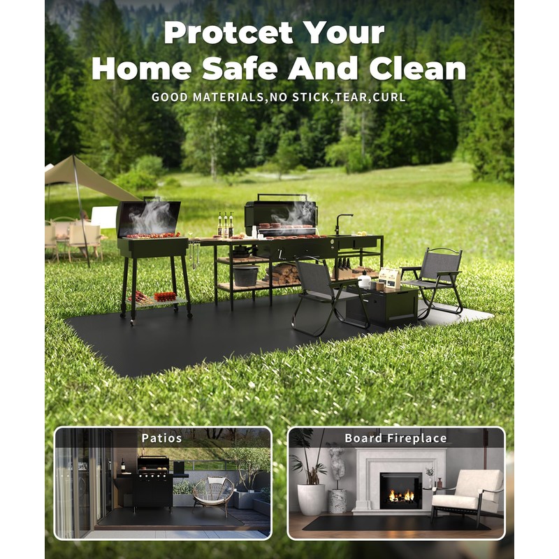 Large 90x52” BBQ mat for Under Grill,Double-Sided Silicone Grill mat