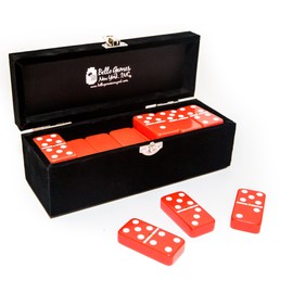 New York's Garment District Double Six Red Professional Jumbo Size Tournament Dominoes Set with Spinners