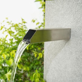 Aquadock 2 Inch 316 Stainless Steel Square Outdoor Water Fountain Spout, Waterfall Spillway Scupper with Integrated Spray Baffle for Landscape Decors, Pools, Ponds, Water Walls (Silver)