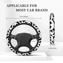 Cute Panda Steering Wheel Covers Universal 15 Inch Car Wheel Cover,Anti-Slip Breathable Car Accessories Protector Fit for Trucks,Sedans,SUVs,Vans