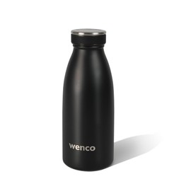 wenco Stainless Steel Water Bottle 0.35 L / 350 ml Insulated and Leak-Proof for Cold and Hot Drinks Can Also Be Used as Thermos Flask BPA Free - Black