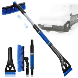 Qeioauek Removable Ice Scraper, 360° Rotating Snow Brush, 3-in-1 Ice Scraper, Snow Brush, Ice Scraper with Broom, for Car, Truck, SUV (Blue)