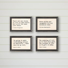 Creative Co-Op Wood Framed Wall Décor with Quotes (Set of 4 Quotes)