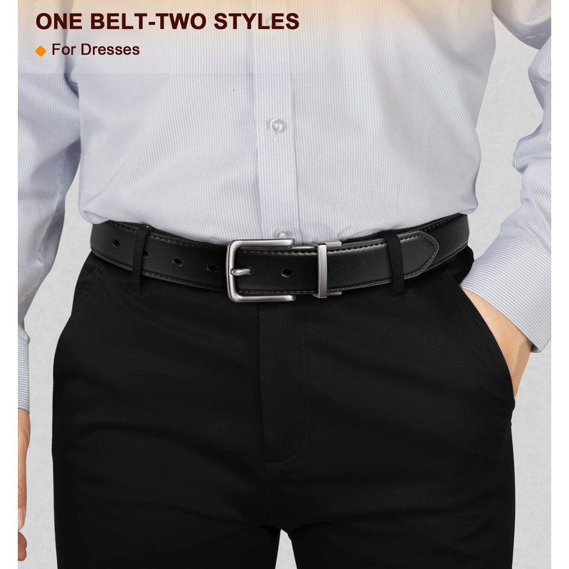 Bulliant Men's Belt Leather Reversible Belt 30 mm One Belt
