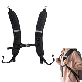 Doyime Backpack Strap, Backpack, Belt, Backpack, Waterproof, Oxford Cloth, Durable, Buckle Type, Prevents Shoulder Straps from Falling, Adjustable, Reduces Strain, Outdoor and Daily Use, Black, Black