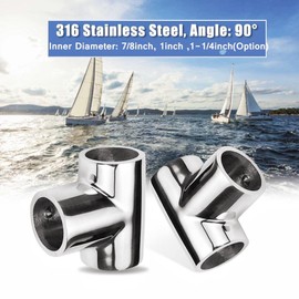 1PC Heavy Duty 316 Stainless Steel 90 Degree Pipe Tube Connector Clamp Boat Hardware，Marine Pipe Connectors Marine Yacht Railing Handrail ， (7/8inch, Type:90 Degree)