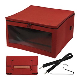 Crikon Hat Storage Box for Cowboy Hat, Square Foldable Travel Wide Brims Caps Storage Case, Large Capacity Felt Stackable Closet Organizer, Carrier Bag for Stuffed Animal Toy, Sheet (Square Red)