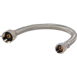 Eastman 12 Inch Steel-Flex Braided Toilet Connector, 7/8 Inch Ballcock x 1/2 Inch Compression, Stainless Steel Toilet Supply Line, 48114