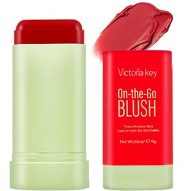 Barra de Rubor en Crema，Barra de Rubor Hidratante de Textura Cremosa, Rubor Mate de Piel Madura, (1PCS, Rojo)