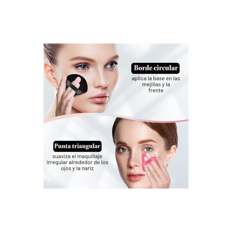 Esponjas triangulares reutilizables con correa para polvos sueltos, base cosmética,