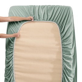 Nestl Queen Size Sheet Set, 4 Piece Extra Deep Pocket (18-24 inches), Microfiber, Cooling, Hotel Luxury, Soft, Breathable, Wrinkle-Free, Easy to Care, Sage Green New