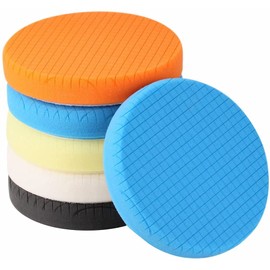 ANCLLO 5 Pieces 6 Inch Face Bracket Plate Composite Polishing Sponges Cutting Polishing Pad Set for Car Buffer Polisher Compounding Polishing and Waxing