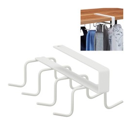 1 x Hook Cabinet Insert, 8 Hooks, Metal, No Drilling, Hook Rail Wardrobe, Shelf, HBT 6.5 x 10 x 18 cm, White