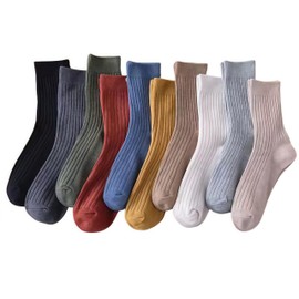 10 Pairs Women's Crew Socks,Women's Ribbed Crew Socks of Comfortable Casual Cotton,cute socks for women,cotton socks womens