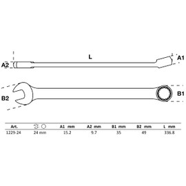 BGS 1229-24 | Combination Spanner | extra long | 24 mm