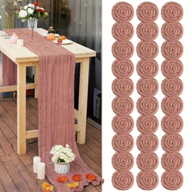 30 Pcs Dusty Blush 10FT Rustic Cheesecloth Table Runner 23"x120" Boho Gauze Table Runner Romantic Cheese Cloth Table Runners for Wedding Arch Bridal Baby Shower Engagement Birthday Party Garden Decor