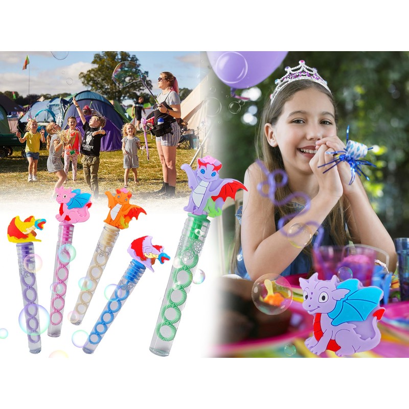 24 Packs Bulk Mini Funny Dragons Shape Bubble Wands, Boys