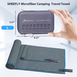 SHEEFLY Microfiber Camping Towel,Quick Dry Towel for Camping,Super Absorbent Ultra Soft Compact Lightweight Travel Towel Fast Dry Large Microfiber Towels for Body,Backpack,Fitness,Beach,Gym,Sport