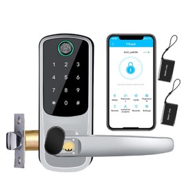 Xenocam Smart Door Lock with Handle,Keyless Entry Door Lock,8-in-1 Fingerprint Door Lock with Keypad - Front Door Lock for APP Control - Digital Electronic Door Lock with Code & Home Hotel Office