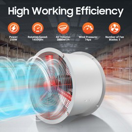 LyeXD Explosion-proof Axial Exhaust Fan, CBF-400D Tube Axial Duct Fan Cylinder Pipe Explosion-proof Spray Booth Paint Fumes Exhaust Fan w/3* Blades, Industrial Portable Ventilator for Factories