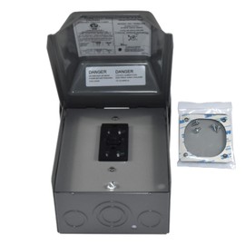 HQRP Outdoor Electrical Outlet Box, 20 AMP WRTR GFCI Receptacle, Rainproof 3R Enclosure, Weatherproof All Metal Outlet Cover, Power Plug for Patio, Garden, Garage, Outdoor Decorations [ETL Listed]