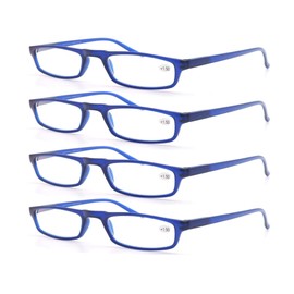 MODFANS Reading Glasses Blue +2.75-4 Pairs Fashion Readers Narrow Frame Spring Hinge for Men Women